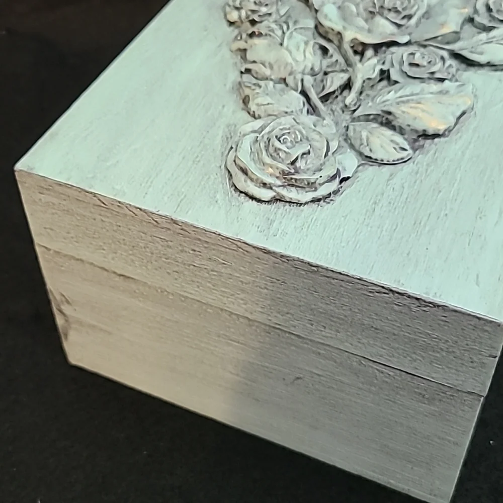 Handcrafted & Decorated Rose Covered WOODEN BOX.